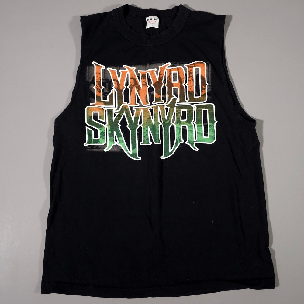 Lynyrd Skynyrd Muscle Tee Mens L Black Graphic Band Tank Top Murina USA Made